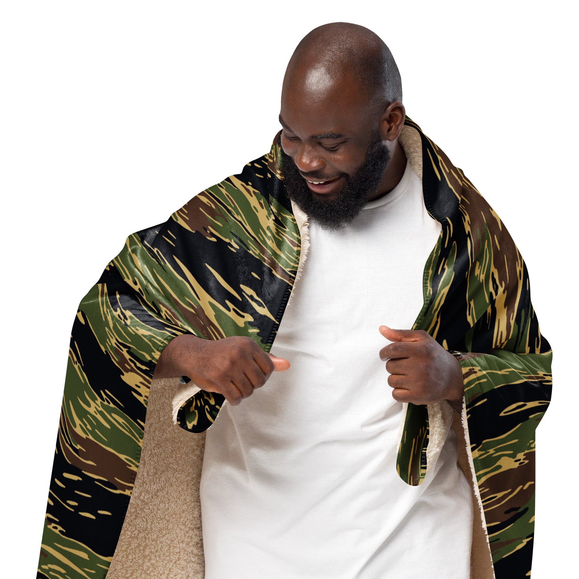 Midnight Fang Tiger Stripe CAMO Sherpa Blanket