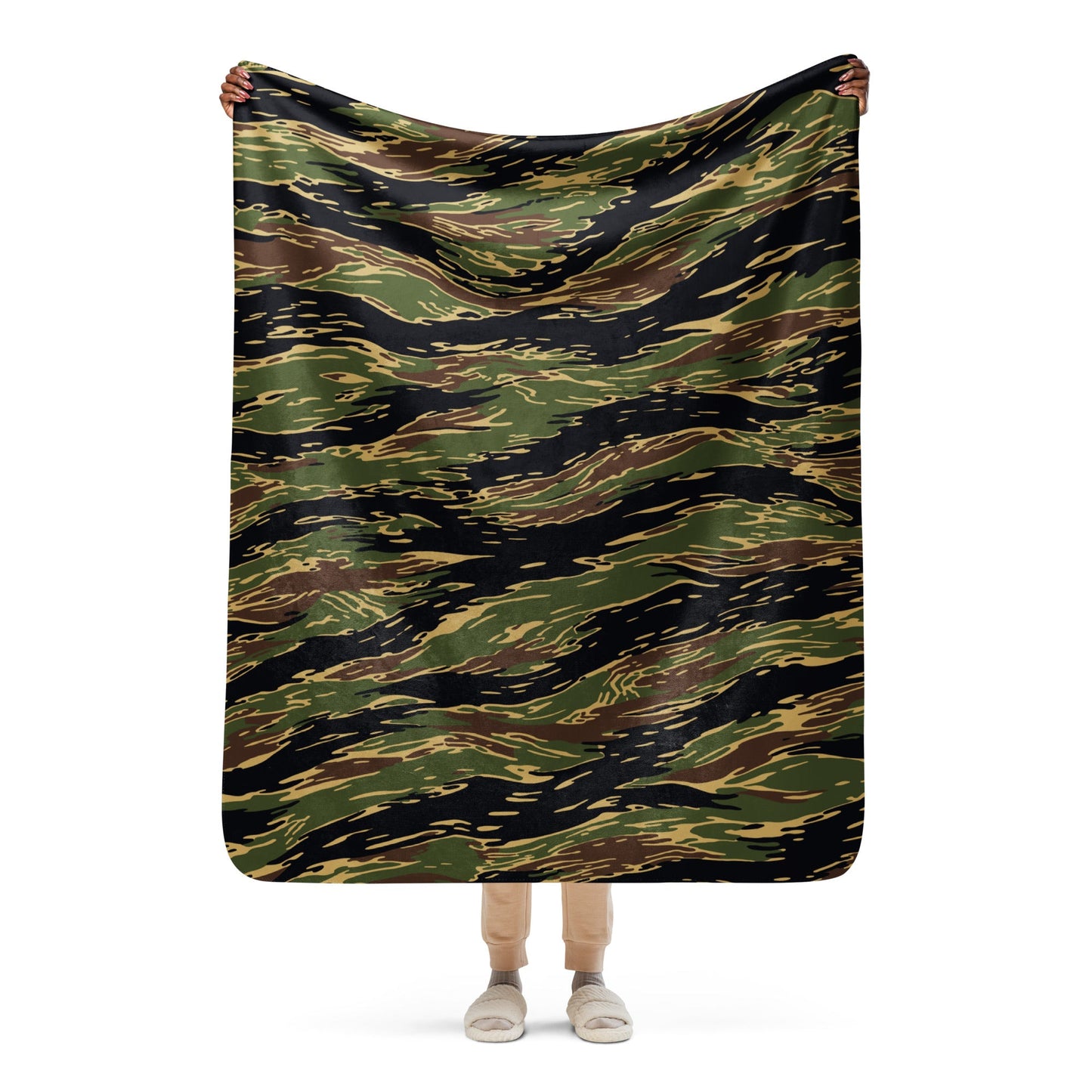 Midnight Fang Tiger Stripe CAMO Sherpa Blanket - 50″×60″