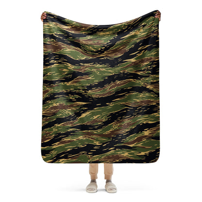 Midnight Fang Tiger Stripe CAMO Sherpa Blanket - 50″×60″