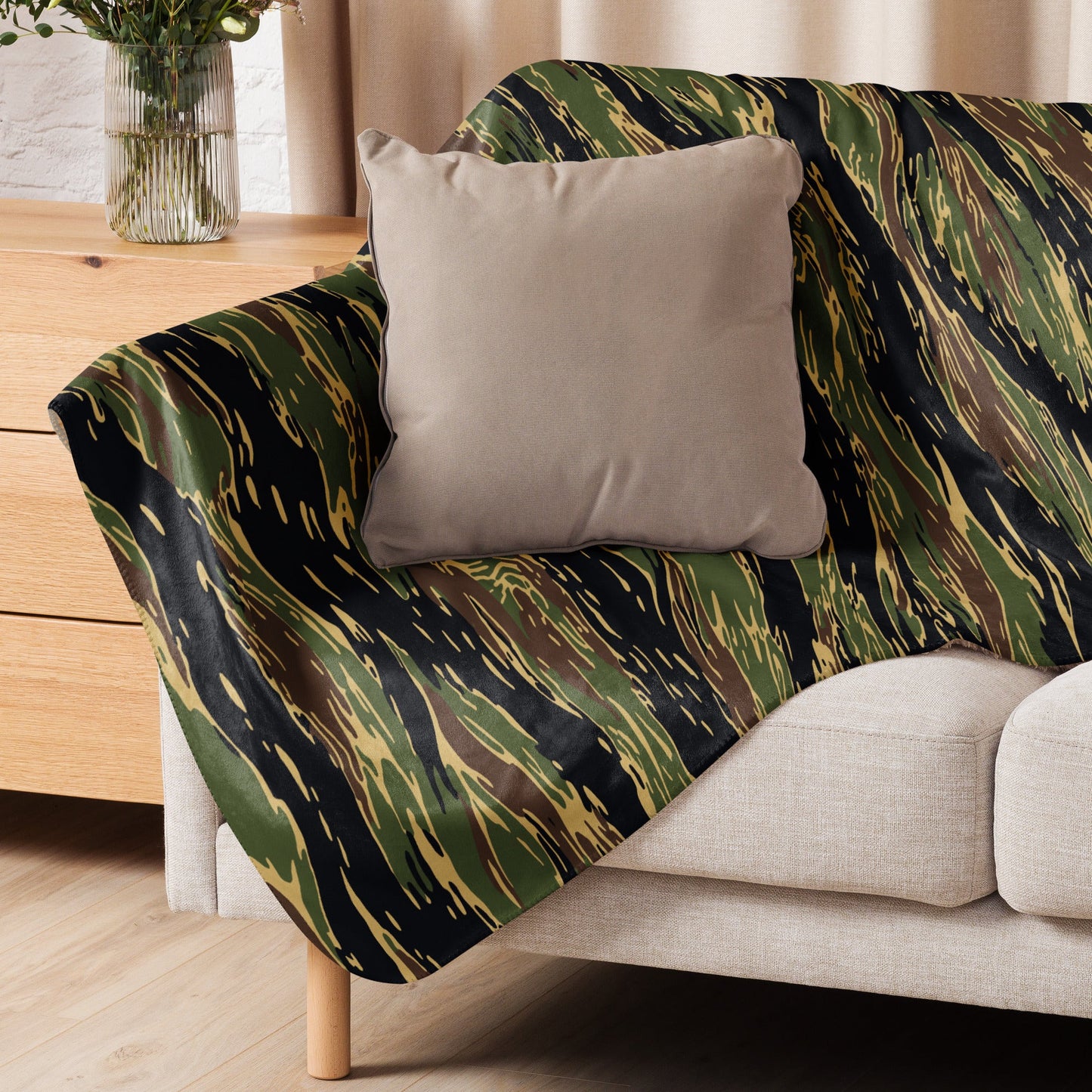 Midnight Fang Tiger Stripe CAMO Sherpa Blanket