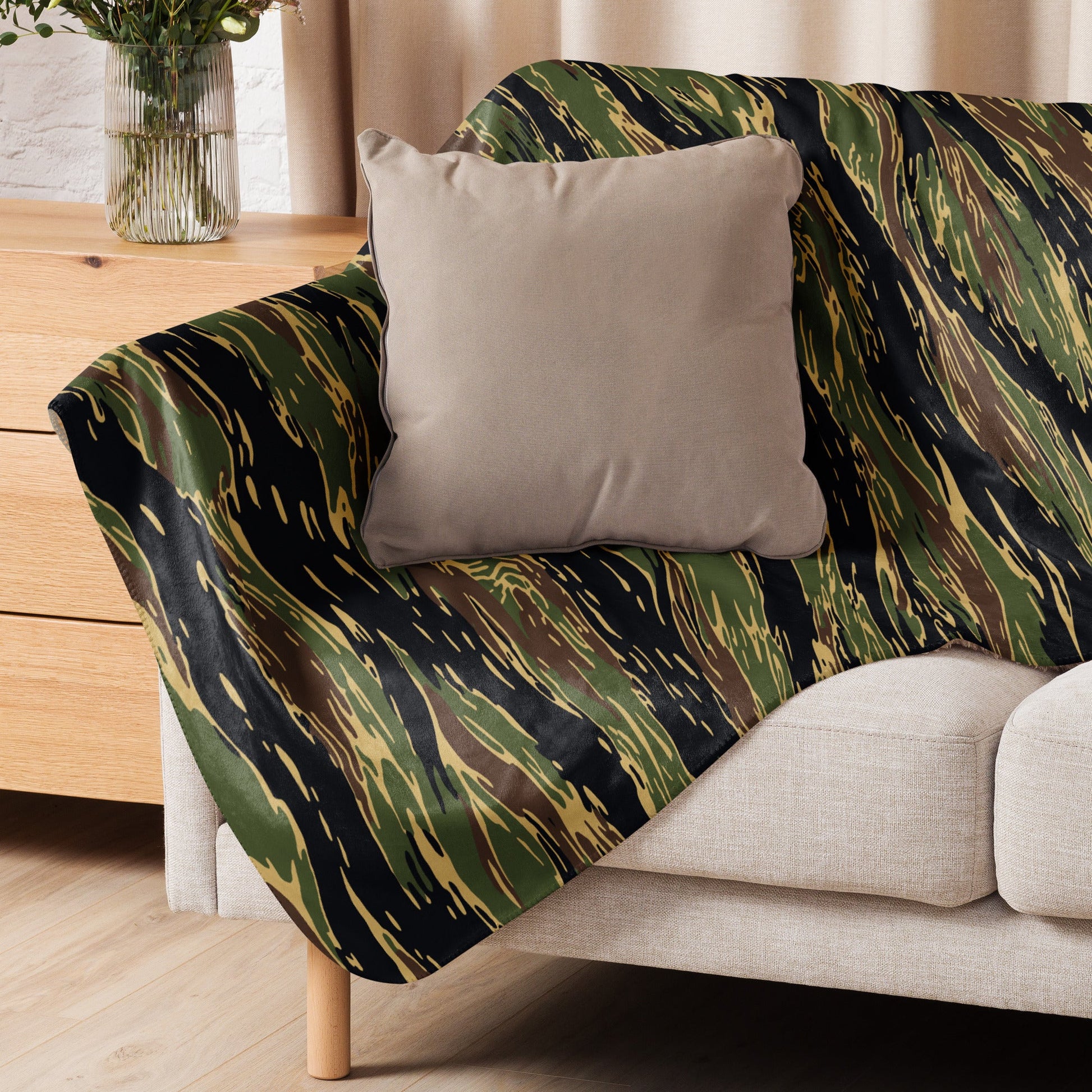 Midnight Fang Tiger Stripe CAMO Sherpa Blanket