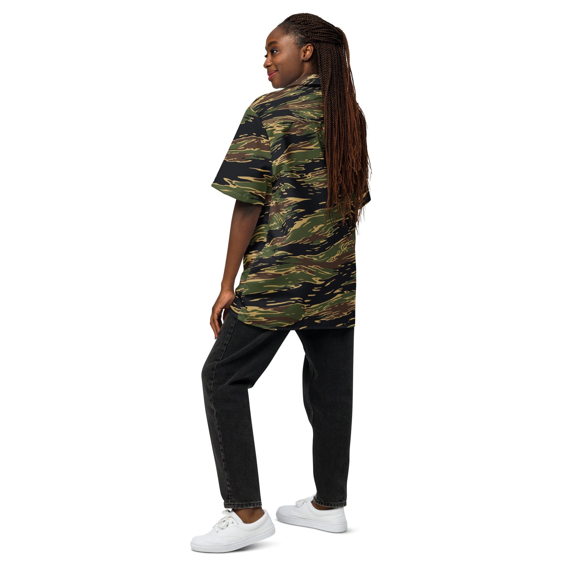 Midnight Fang Tiger Stripe CAMO Unisex Short-Sleeve Button Shirt