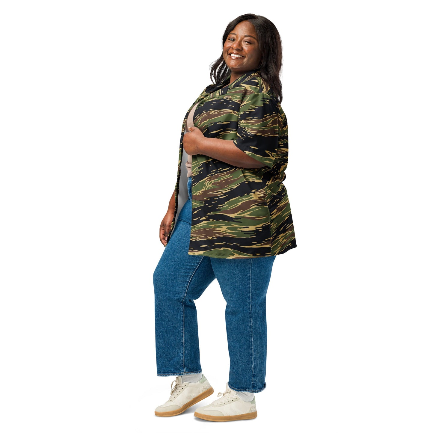 Midnight Fang Tiger Stripe CAMO Unisex Short-Sleeve Button Shirt