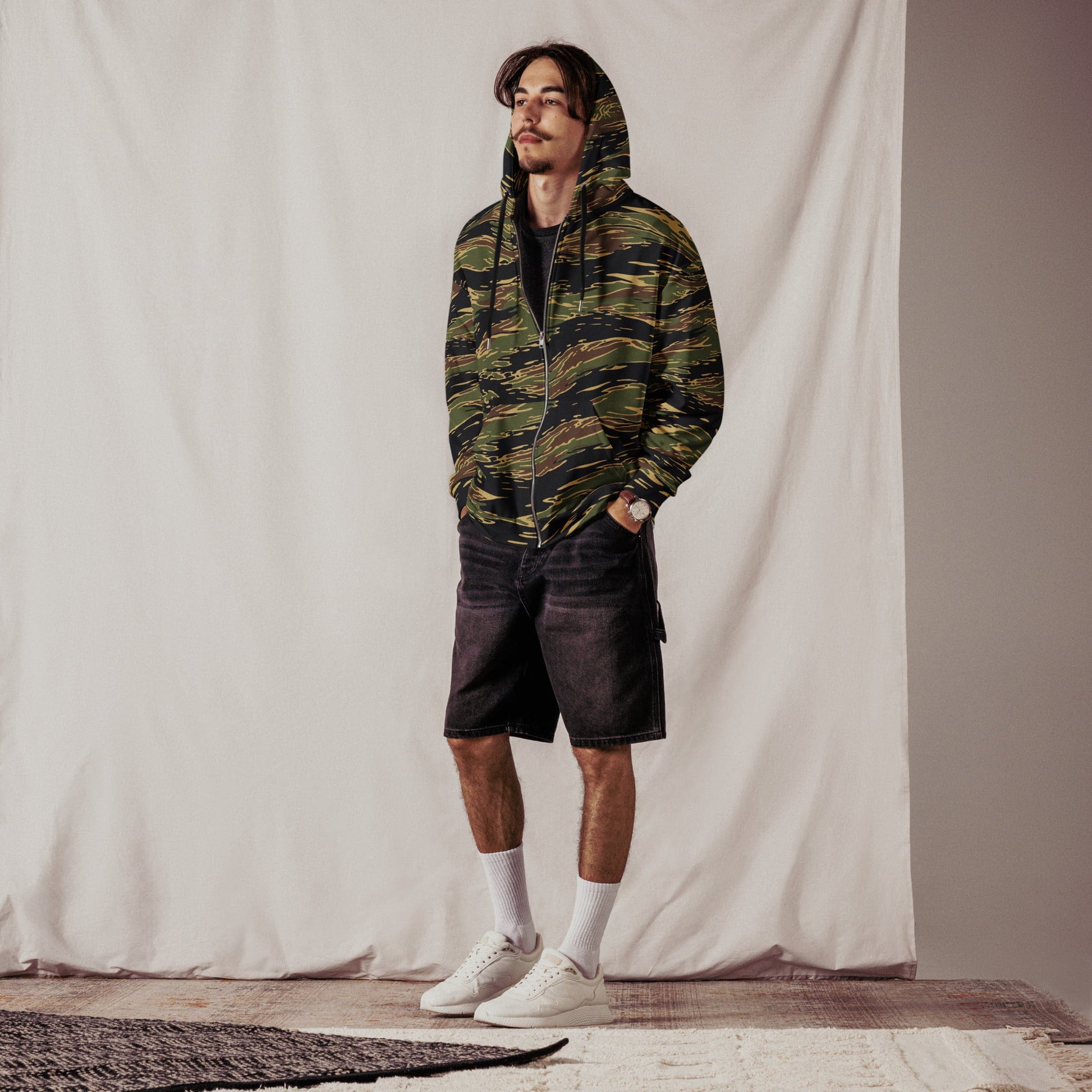 Midnight Fang Tiger Stripe CAMO Unisex Zip Hoodie