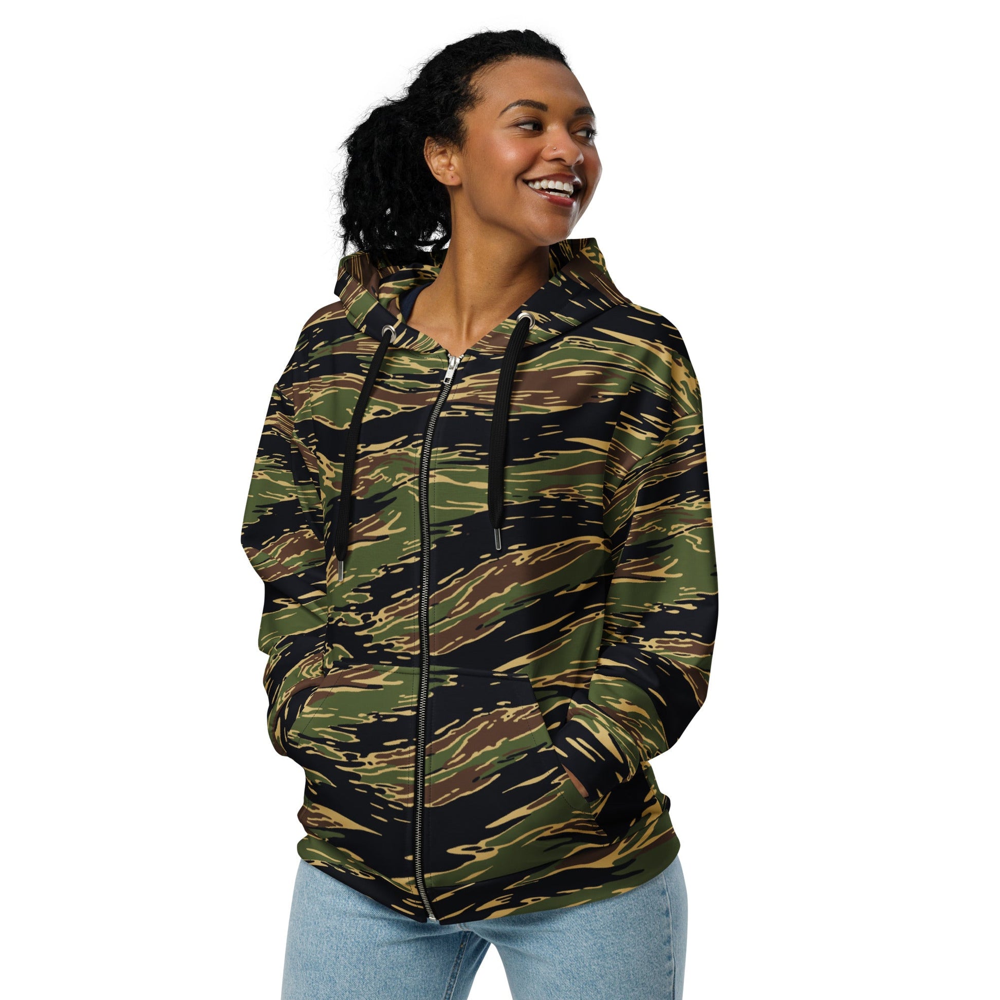 Midnight Fang Tiger Stripe CAMO Unisex Zip Hoodie