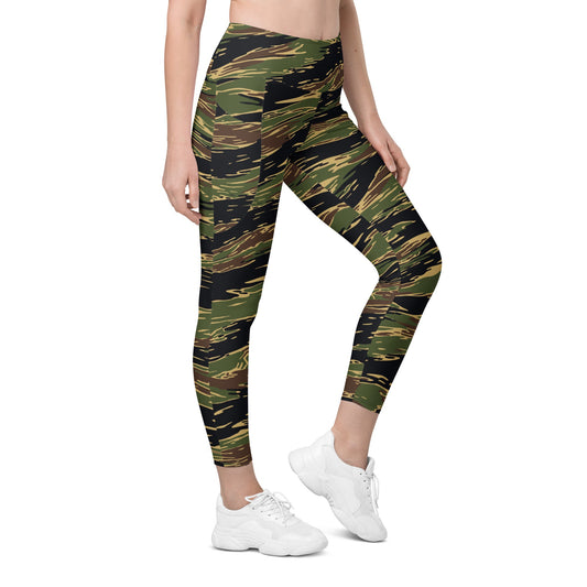 Midnight Fang Tiger Stripe CAMO Womens Leggings with Pockets - 2XS