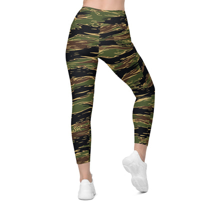 Midnight Fang Tiger Stripe CAMO Womens Leggings with Pockets