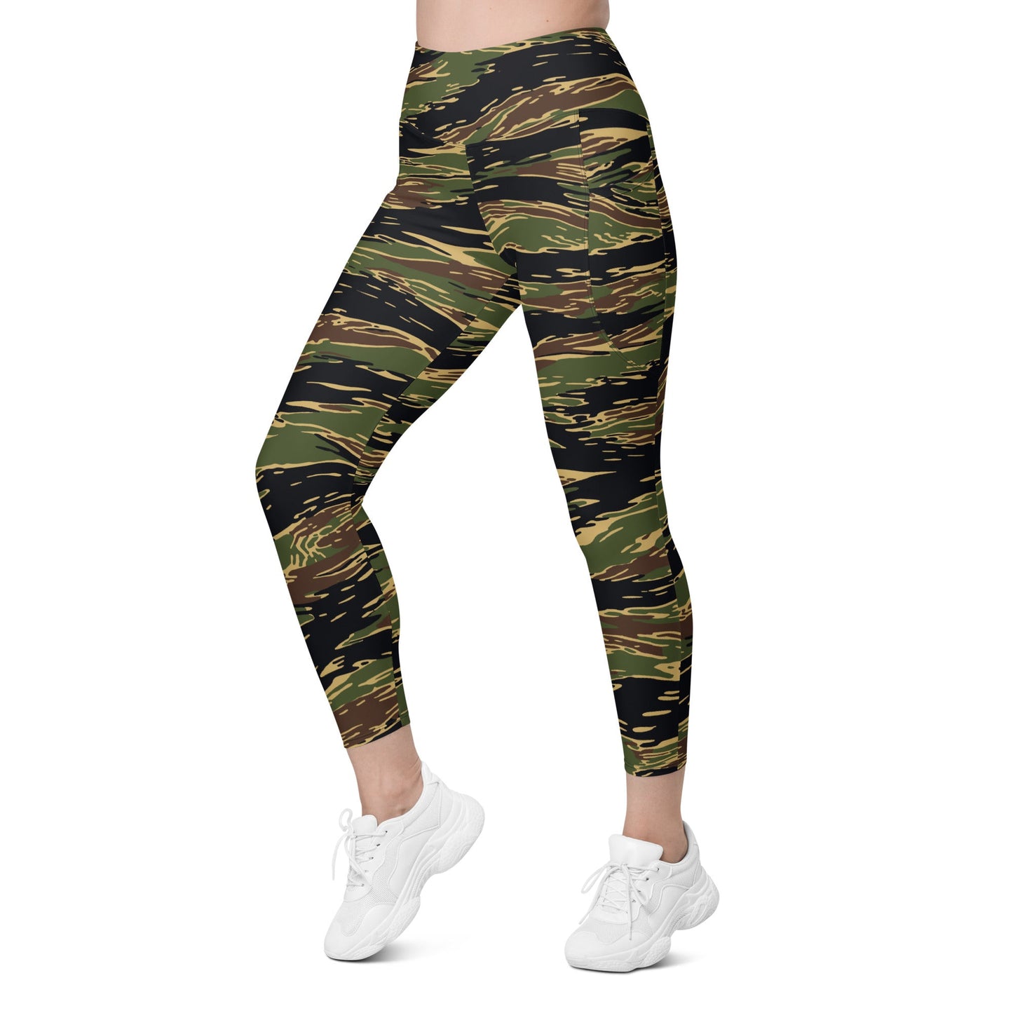 Midnight Fang Tiger Stripe CAMO Womens Leggings with Pockets