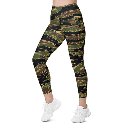 Midnight Fang Tiger Stripe CAMO Womens Leggings with Pockets