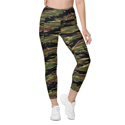 Midnight Fang Tiger Stripe CAMO Womens Leggings with Pockets