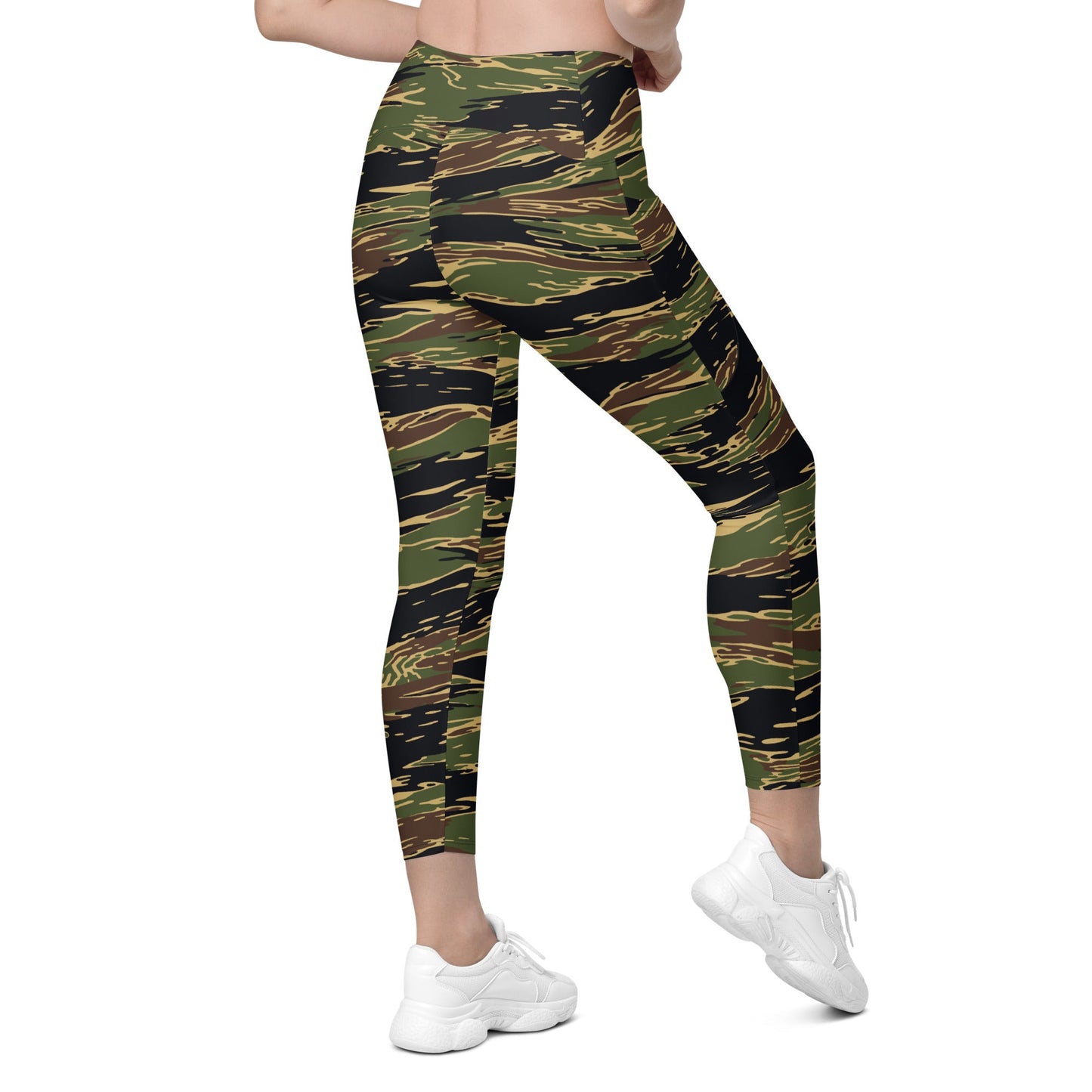 Midnight Fang Tiger Stripe CAMO Womens Leggings with Pockets