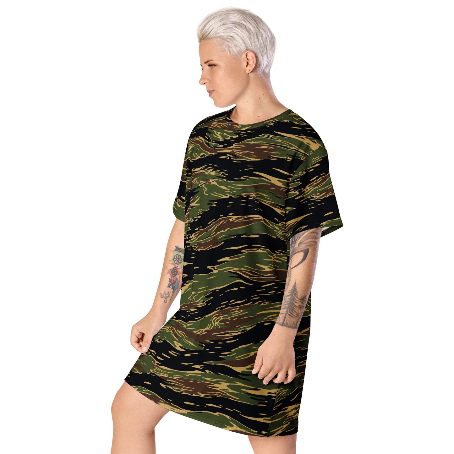 Midnight Fang Tiger Stripe CAMO Womens T-Shirt Dress