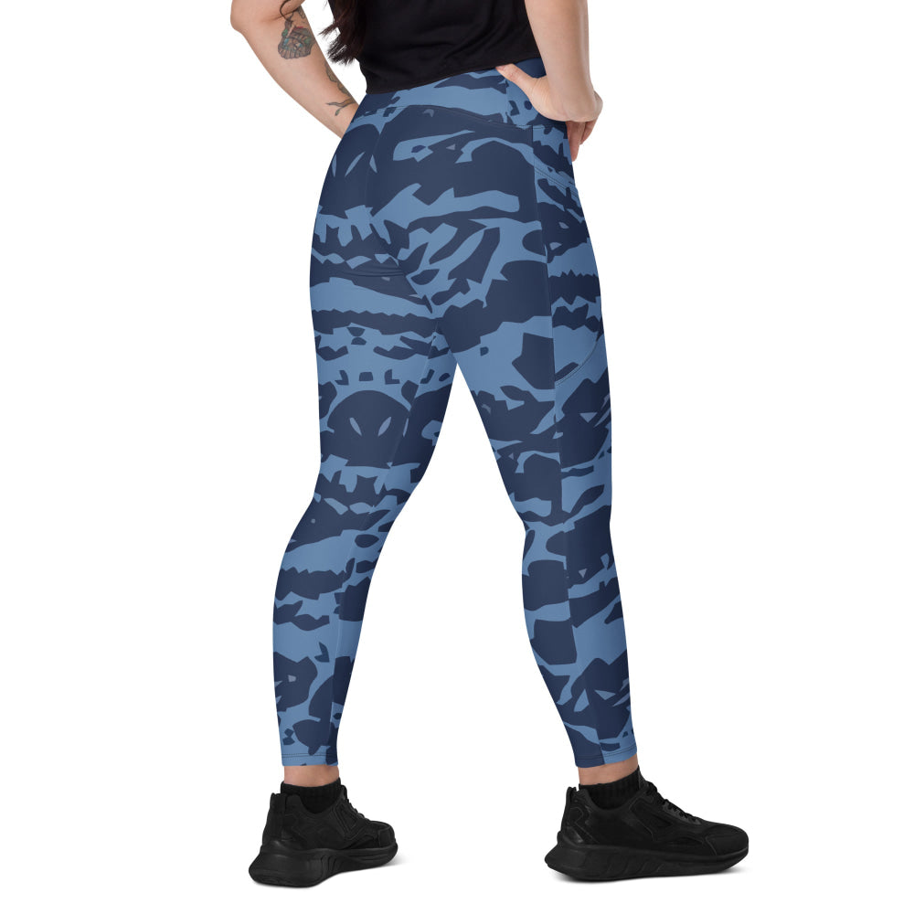 Modern Warfare Blue Tiger CAMO Leggings with pockets - 2XS - Womens With Pockets