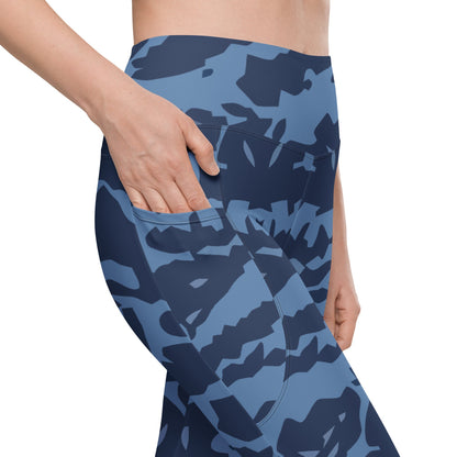 Modern Warfare Blue Tiger CAMO Leggings with pockets - Womens With Pockets