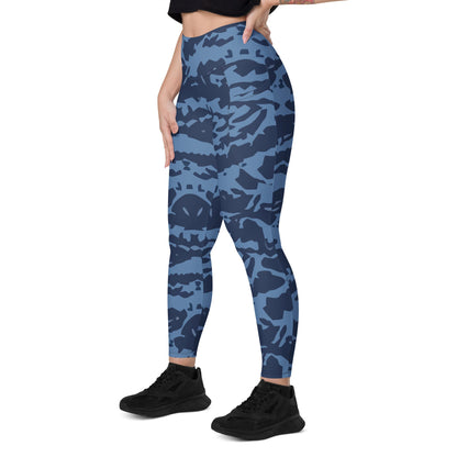 Modern Warfare Blue Tiger CAMO Leggings with pockets - Womens With Pockets