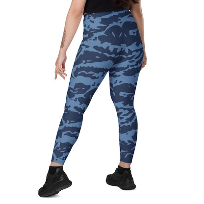 Modern Warfare Blue Tiger CAMO Leggings with pockets - Womens With Pockets