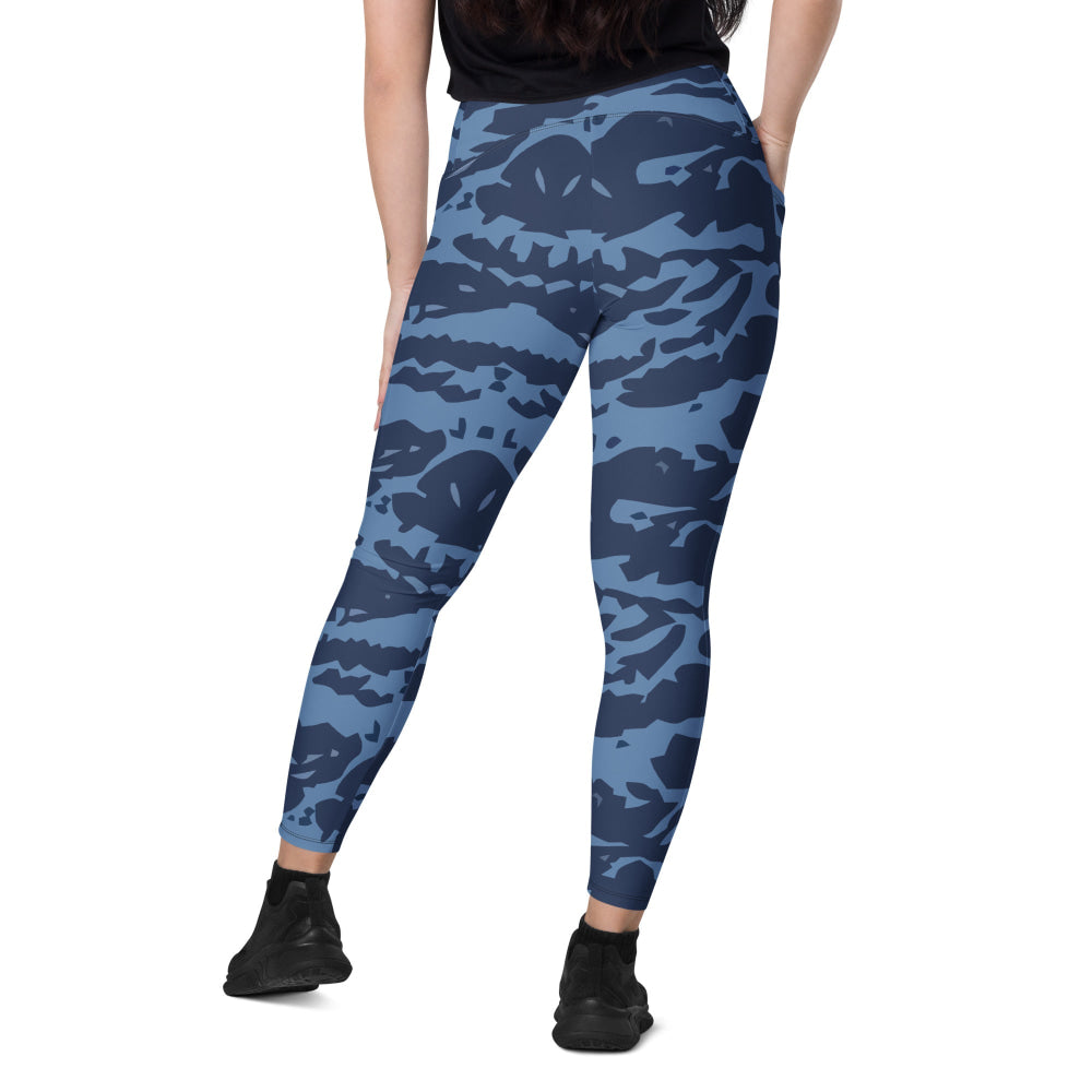 Modern Warfare Blue Tiger CAMO Leggings with pockets - Womens With Pockets