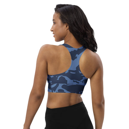 Modern Warfare Blue Tiger CAMO Longline sports bra - Womens Sports Bra