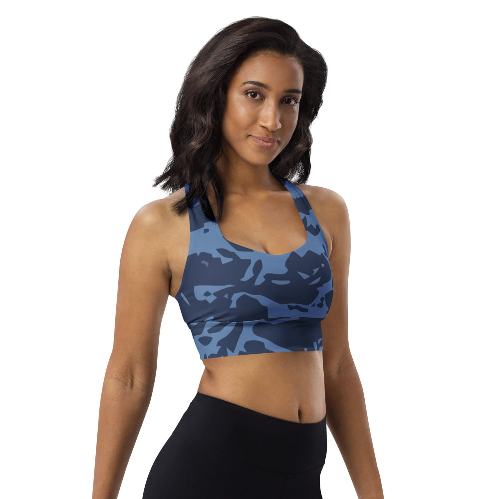 Modern Warfare Blue Tiger CAMO Longline sports bra - Womens Sports Bra