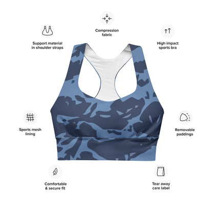 Modern Warfare Blue Tiger CAMO Longline sports bra - Womens Sports Bra