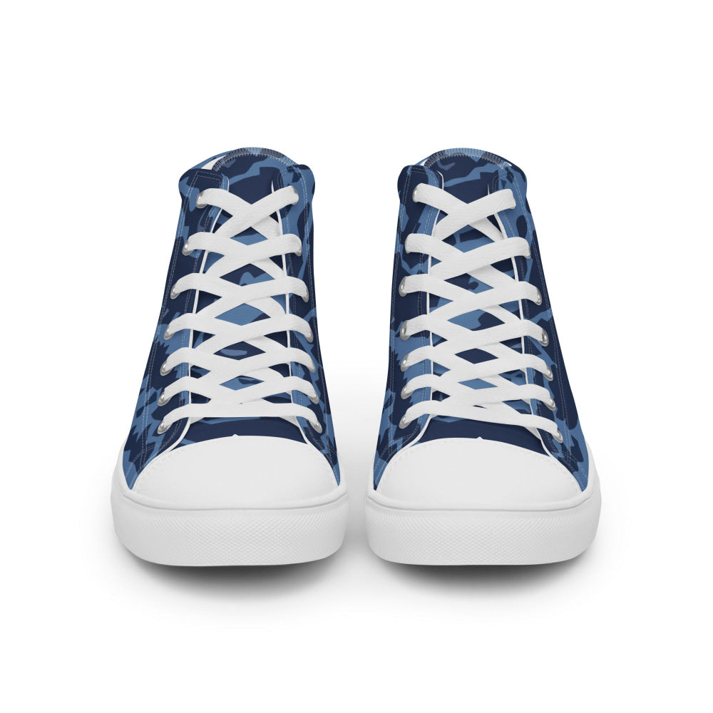 Modern Warfare Blue Tiger CAMO Men’s high top canvas shoes - Mens High Top Canvas Shoes