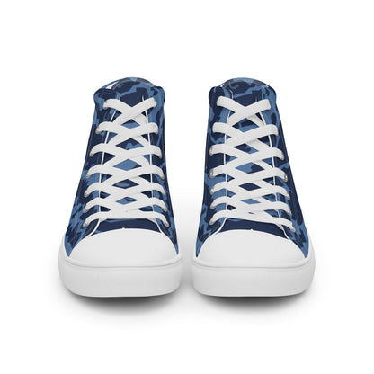 Modern Warfare Blue Tiger CAMO Men’s high top canvas shoes - Mens High Top Canvas Shoes