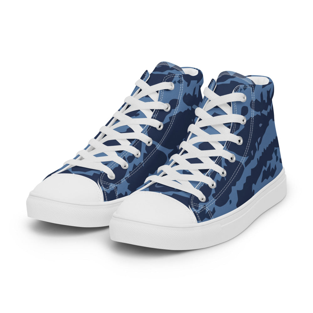 Modern Warfare Blue Tiger CAMO Men’s high top canvas shoes - Mens High Top Canvas Shoes