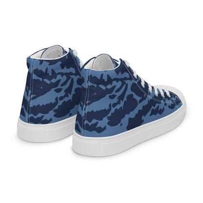 Modern Warfare Blue Tiger CAMO Men’s high top canvas shoes - Mens High Top Canvas Shoes