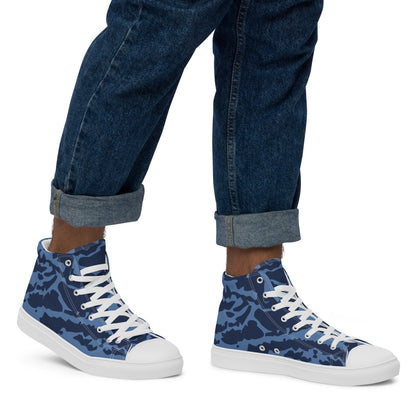 Modern Warfare Blue Tiger CAMO Men’s high top canvas shoes - Mens High Top Canvas Shoes