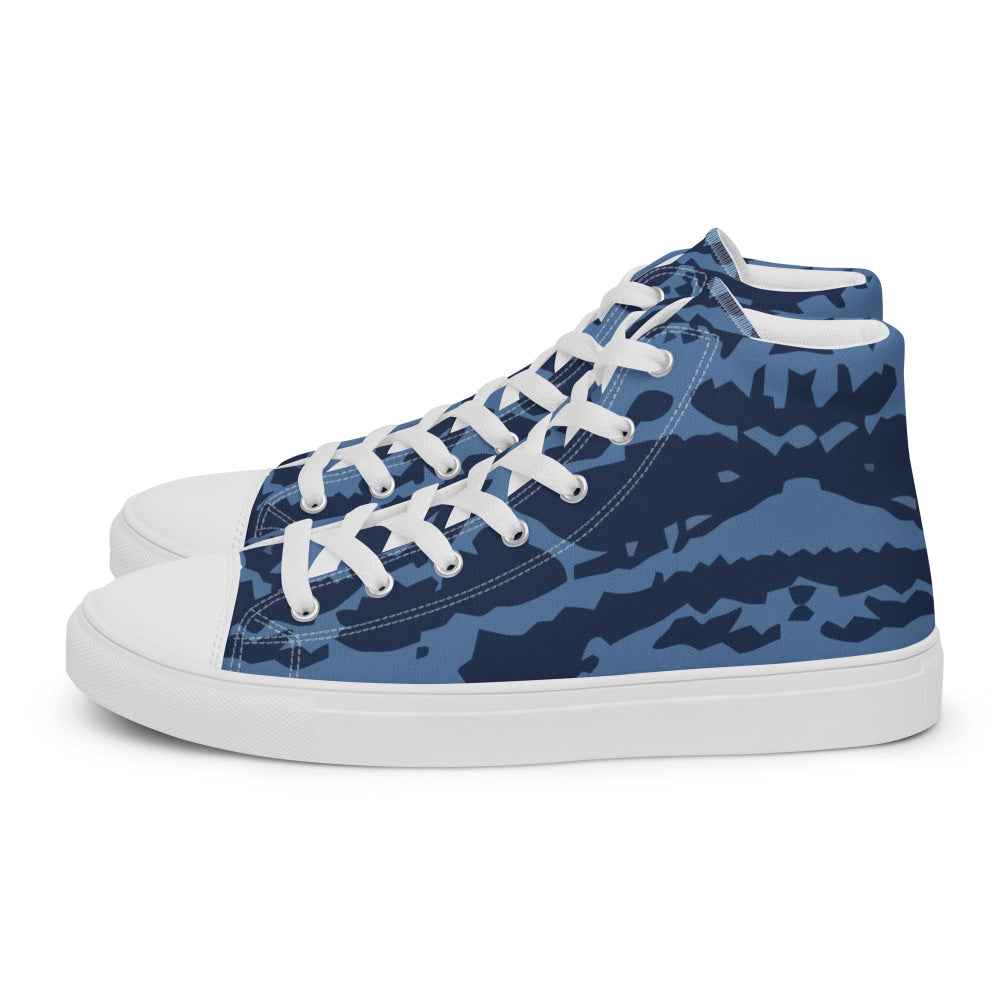 Modern Warfare Blue Tiger CAMO Men’s high top canvas shoes - Mens High Top Canvas Shoes