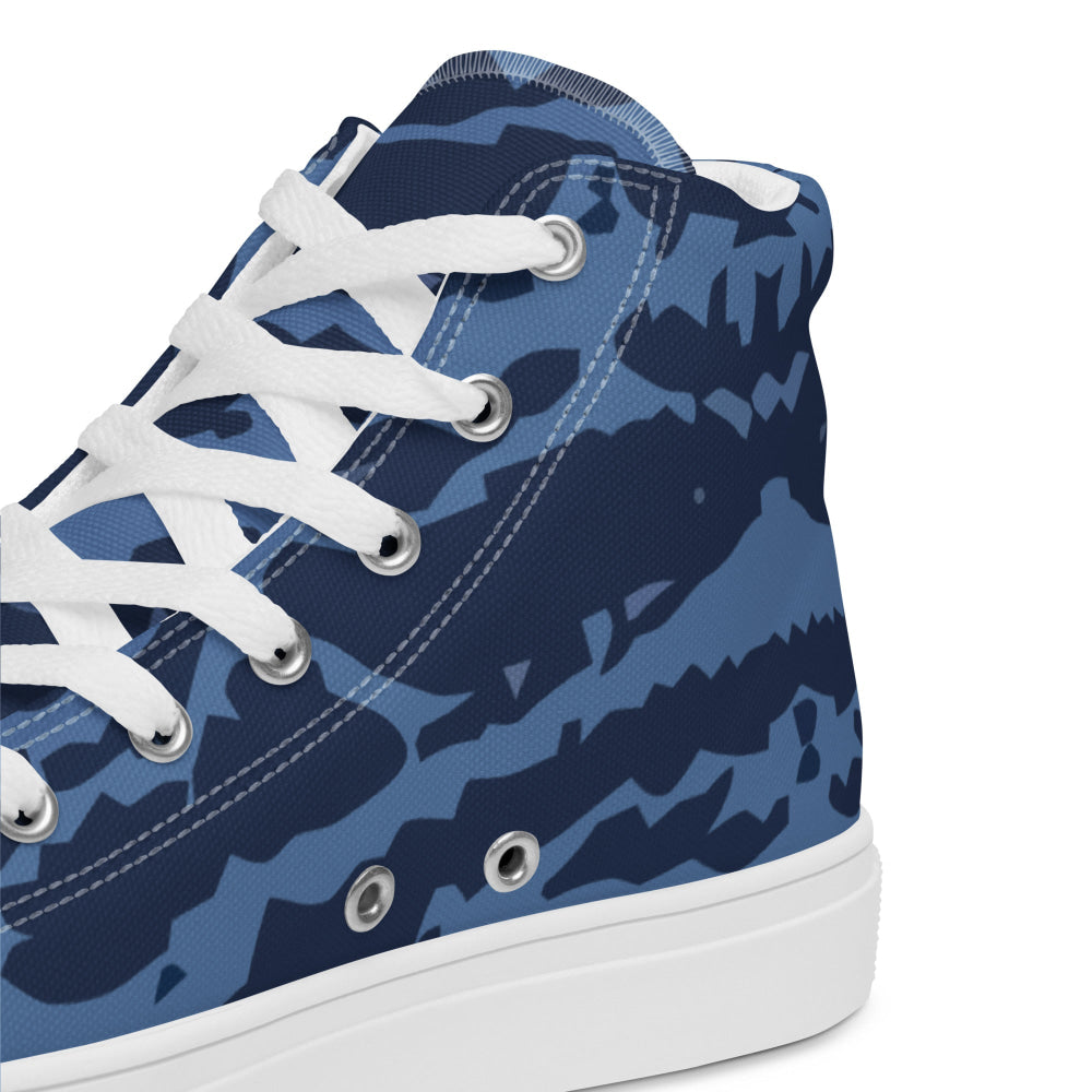 Modern Warfare Blue Tiger CAMO Men’s high top canvas shoes - Mens High Top Canvas Shoes