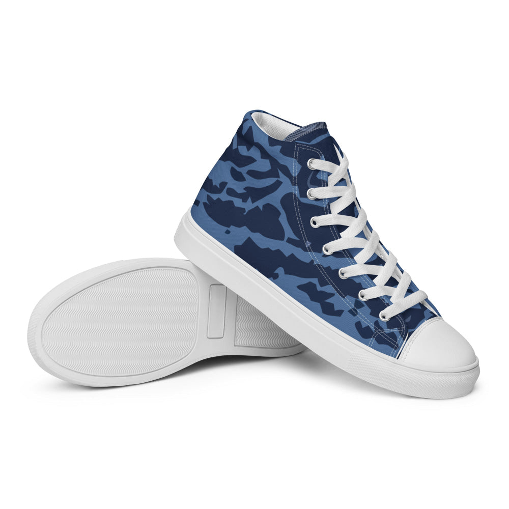 Modern Warfare Blue Tiger CAMO Men’s high top canvas shoes - Mens High Top Canvas Shoes