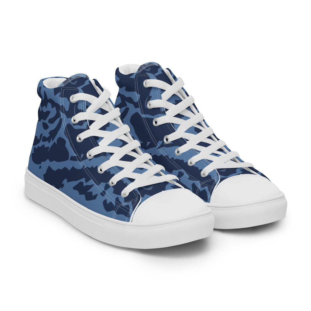 Modern Warfare Blue Tiger CAMO Men’s high top canvas shoes - Mens High Top Canvas Shoes