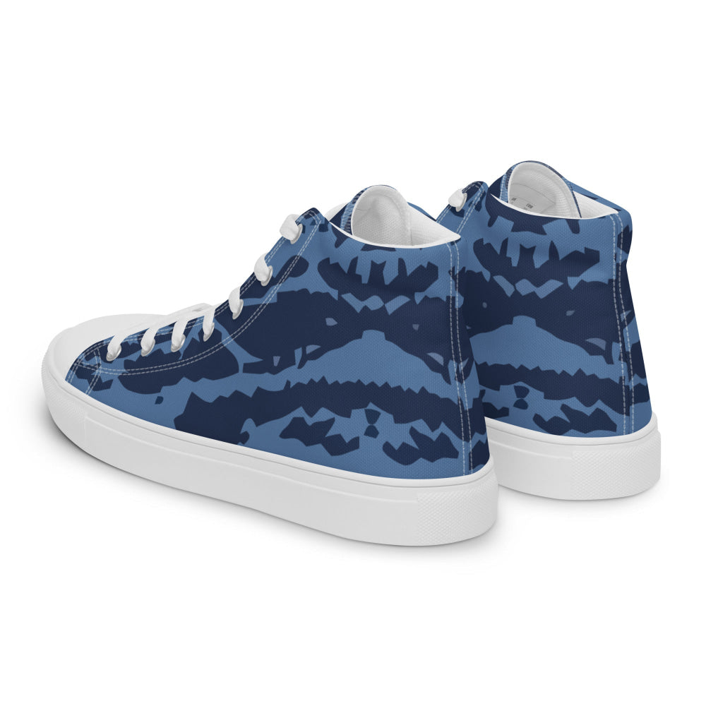 Modern Warfare Blue Tiger CAMO Men’s high top canvas shoes - Mens High Top Canvas Shoes