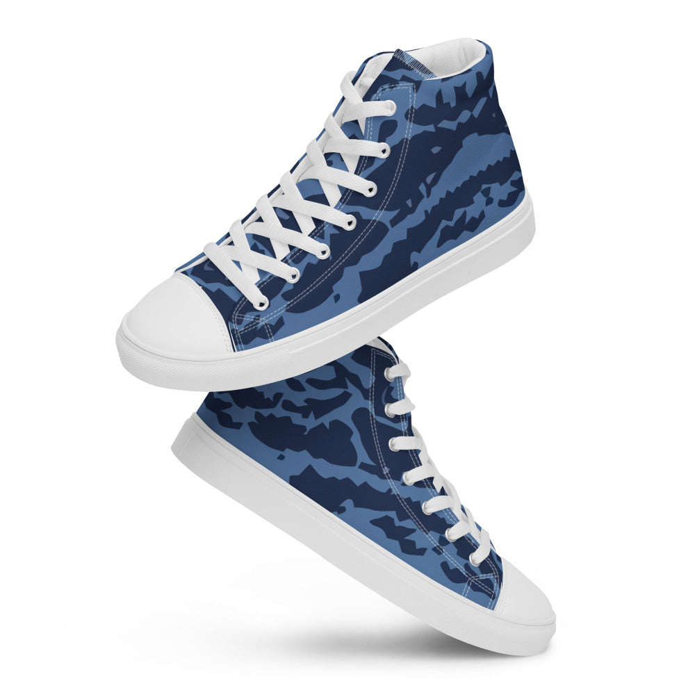 Modern Warfare Blue Tiger CAMO Men’s high top canvas shoes - Mens High Top Canvas Shoes