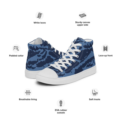 Modern Warfare Blue Tiger CAMO Men’s high top canvas shoes - Mens High Top Canvas Shoes