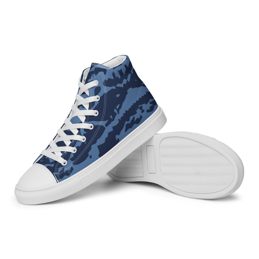 Modern Warfare Blue Tiger CAMO Men’s high top canvas shoes - Mens High Top Canvas Shoes