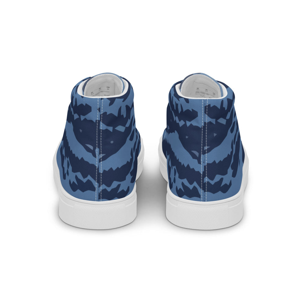 Modern Warfare Blue Tiger CAMO Men’s high top canvas shoes - Mens High Top Canvas Shoes