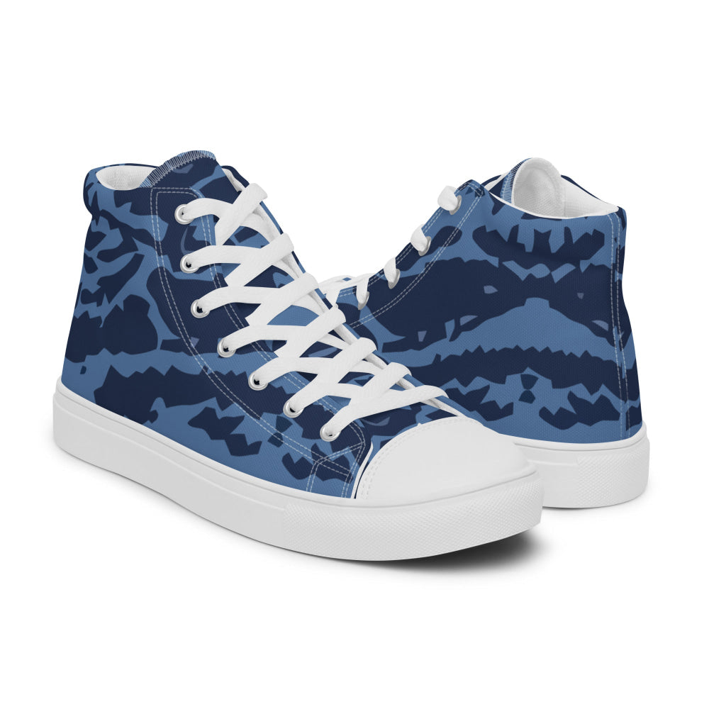 Modern Warfare Blue Tiger CAMO Men’s high top canvas shoes - Mens High Top Canvas Shoes