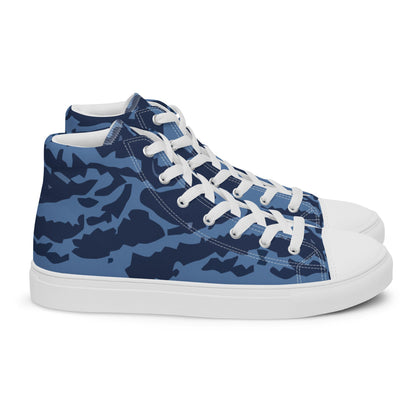 Modern Warfare Blue Tiger CAMO Men’s high top canvas shoes - Mens High Top Canvas Shoes