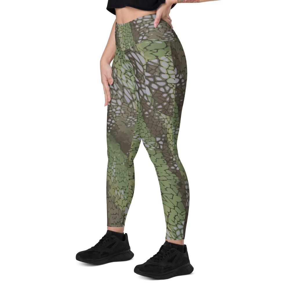 Modern Warfare Dragon Skin Green CAMO Leggings with pockets - Womens With Pockets