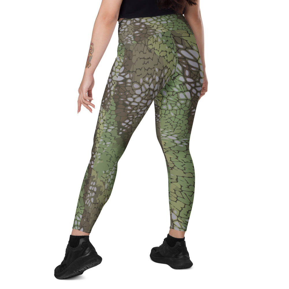 Modern Warfare Dragon Skin Green CAMO Leggings with pockets - Womens With Pockets