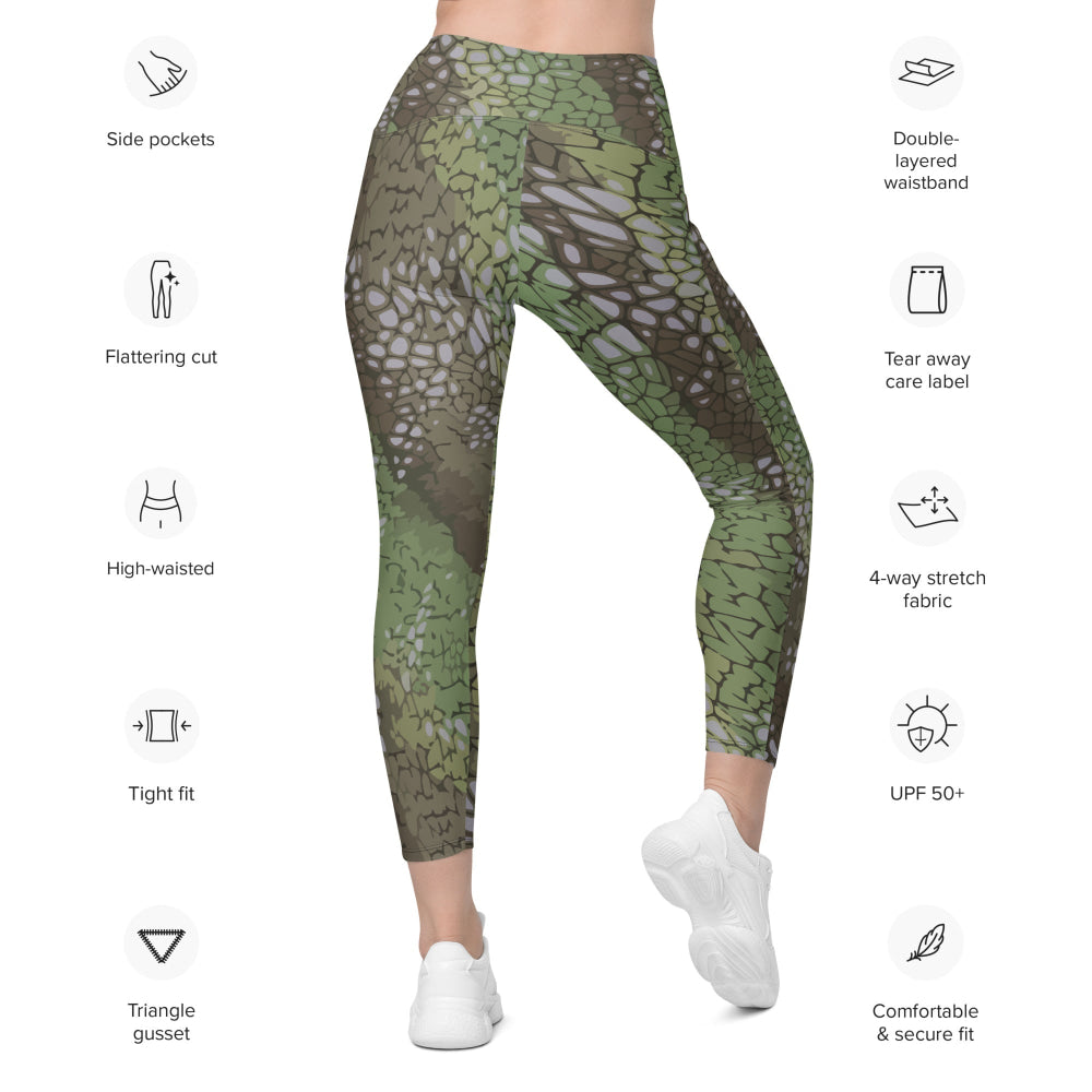 Modern Warfare Dragon Skin Green CAMO Leggings with pockets - Womens With Pockets