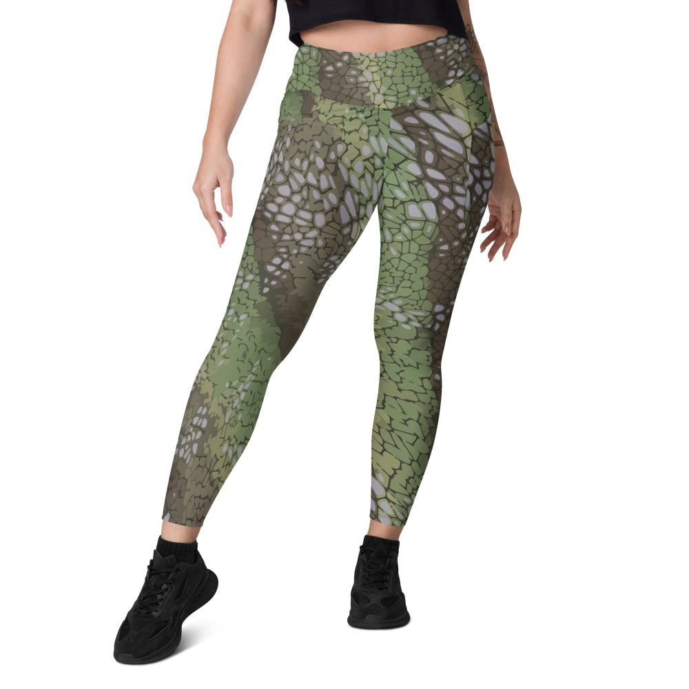 Modern Warfare Dragon Skin Green CAMO Leggings with pockets - Womens With Pockets