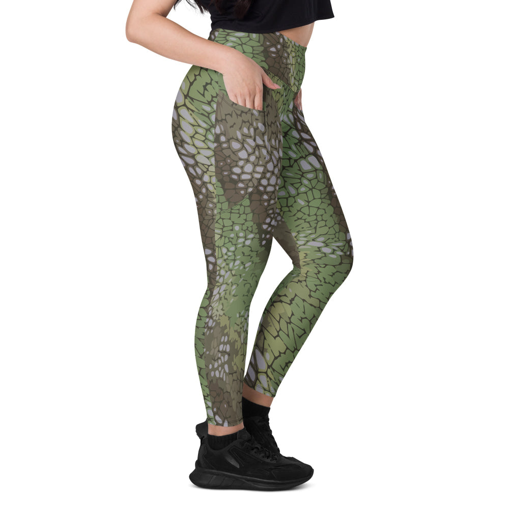 Modern Warfare Dragon Skin Green CAMO Leggings with pockets - Womens With Pockets