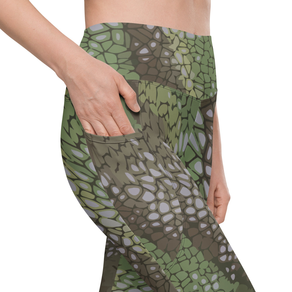 Modern Warfare Dragon Skin Green CAMO Leggings with pockets - Womens With Pockets