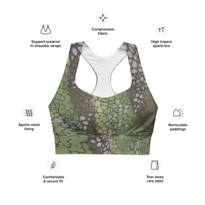 Modern Warfare Dragon Skin Green CAMO Longline sports bra - Womens Sports Bra