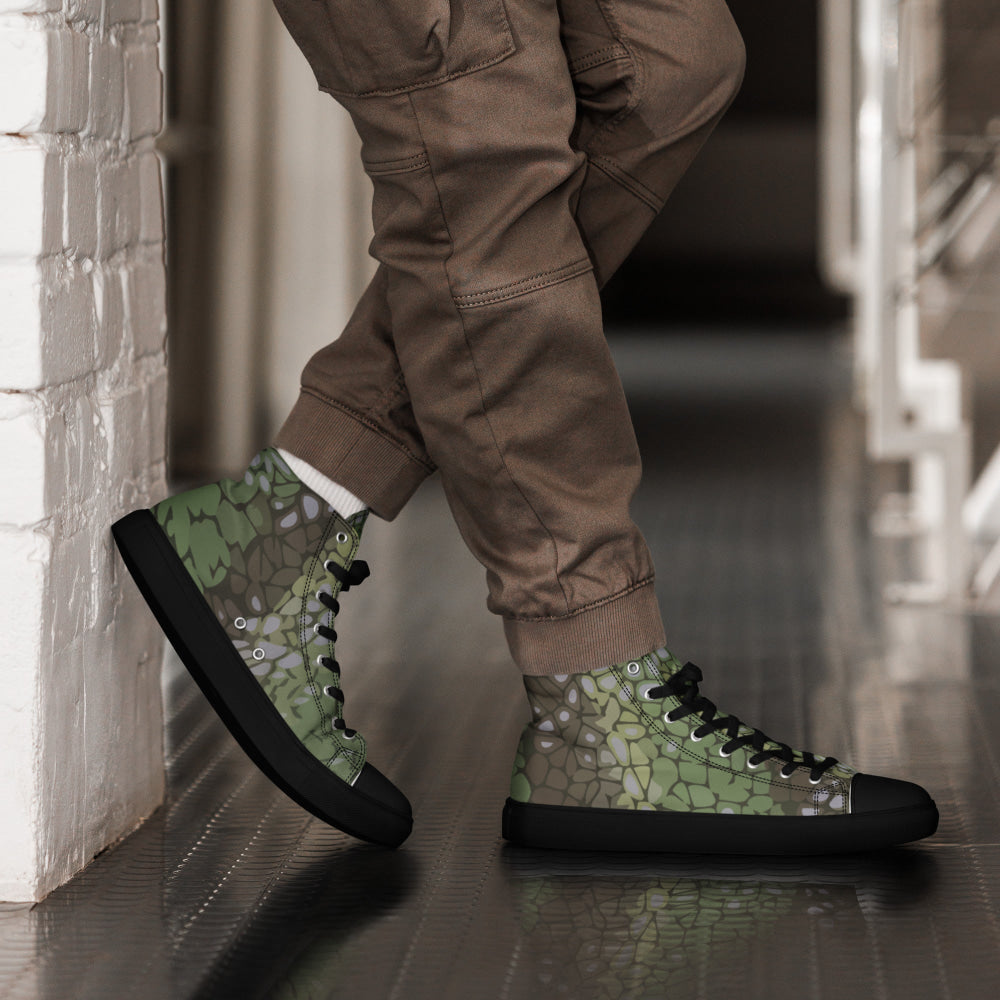 Modern Warfare Dragon Skin Green CAMO Men’s high top canvas shoes - Black / 5 - Mens High Top Canvas Shoes