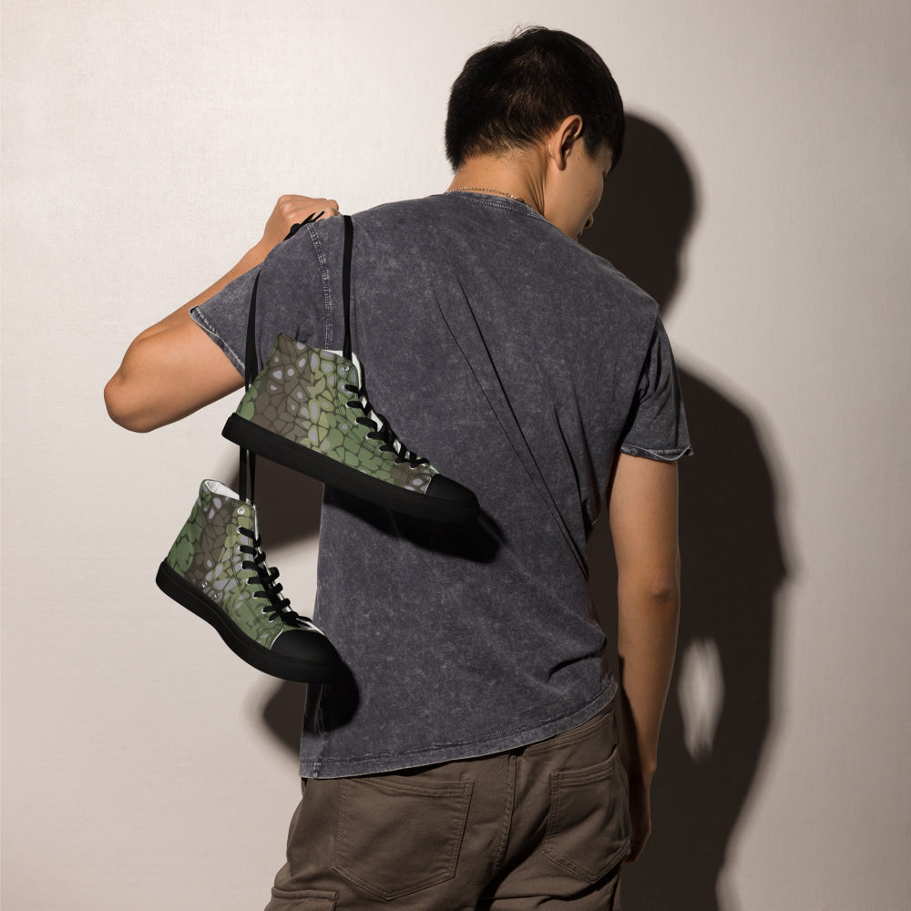 Modern Warfare Dragon Skin Green CAMO Men’s high top canvas shoes - Mens High Top Canvas Shoes