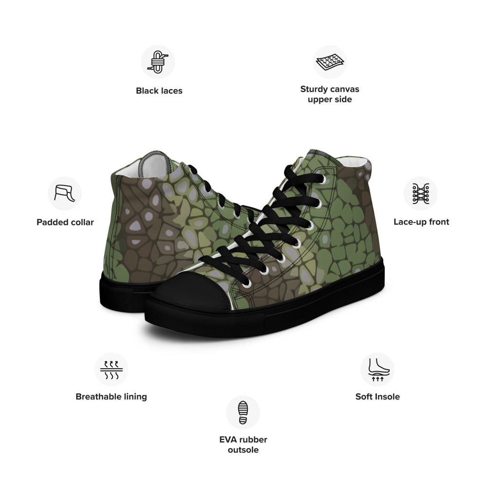 Modern Warfare Dragon Skin Green CAMO Men’s high top canvas shoes - Mens High Top Canvas Shoes